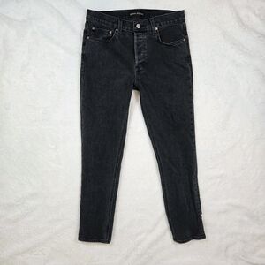 Denim Forum Aritzia The Yoko Mid Rise Slim Dark Wash Jeans 29 Button Fly Stretch